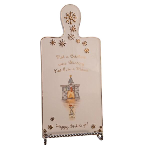 Grasslands Road Christmas Mouse Cheese Board Trivet Ceramic 13"x6" Rare READ - Picture 3 of 5